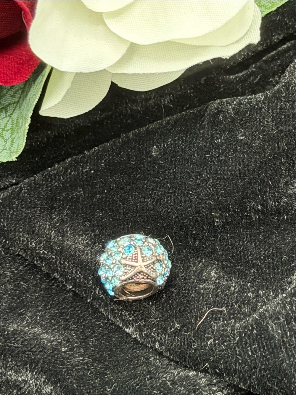 Silver Ocean Charm with Aqua Crystals fits Pandora Bracelet